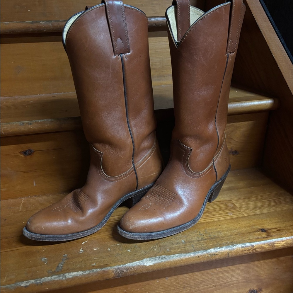Frye Tan Leather Western Boots